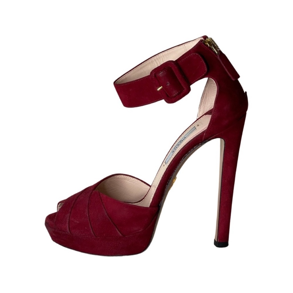 Prada Suede Platform Peep Toe Heels